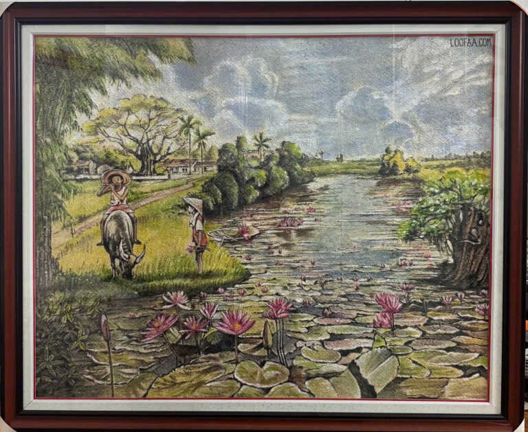 Tranh nghệ thuật cánh đồng sen